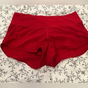 Red speed up lululemon shorts